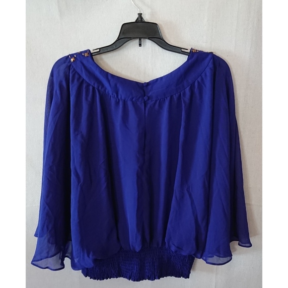 Flowing Blue Rampage Beaded Batwing Sleeve Blouse - Picture 5 of 7